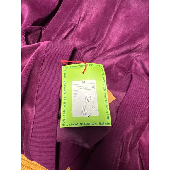 Houston White Purple Button-Down Ribbed Hem & Cuffs Logo Detail Cardigan Size M - Picture 9 of 11